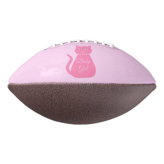 Pretty Pink Baby Girl Cat Custom Gender Reveal Football (Rotated 270)