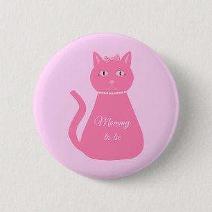 Pretty Pink Baby Girl Cat Custom Mum to Be 6 Cm Round Badge