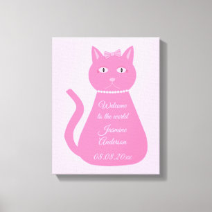 Pretty Pink Baby Girl Cat Custom Nursery Decor