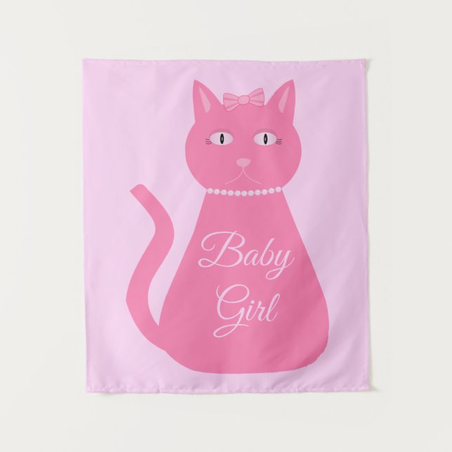 Pretty Pink Baby Girl Cat Custom Tapestry (Front)