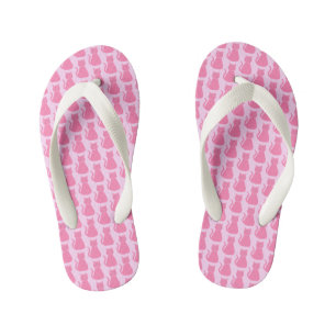 Pretty Pink Baby Girl Cat Patterned Kid's Jandals