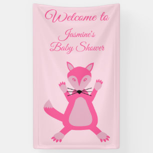 Pretty Pink Baby Girl Fox Custom Baby Shower Banner