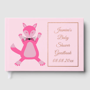 Pretty Pink Baby Girl Fox Custom Baby Shower Guest Book