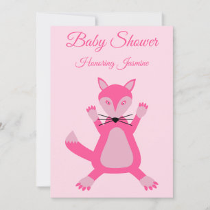 Pretty Pink Baby Girl Fox Custom Baby Shower Invitation