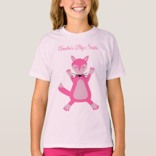 Pretty Pink Baby Girl Fox Custom Big Sister T-Shirt