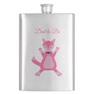 Pretty Pink Baby Girl Fox Custom Dad to Be Hip Flask