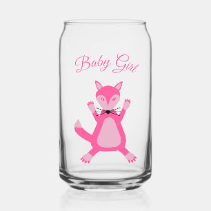 Pretty Pink Baby Girl Fox Custom Gender Reveal Can Glass