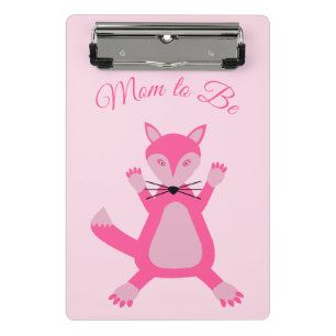 Pretty Pink Baby Girl Fox Custom Mom to Be Mini Clipboard