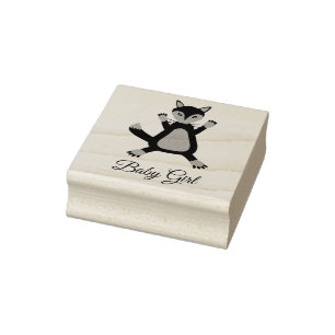 Pretty Pink Baby Girl Fox Custom Rubber Stamp