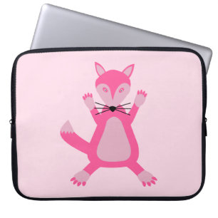 Pretty Pink Baby Girl Fox Laptop Sleeve