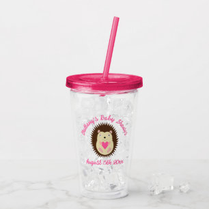 Pretty Pink Baby Girl Hedgehog Baby Shower Acrylic Tumbler