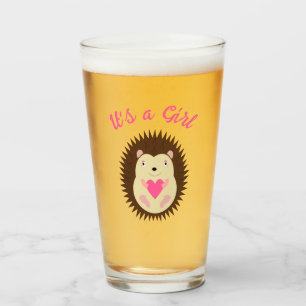 Pretty Pink Baby Girl Hedgehog Gender Reveal Glass