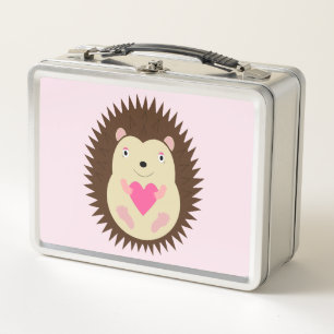 Pretty Pink Baby Girl Hedgehog Metal Lunch Box