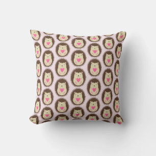Pretty Pink Baby Girl Hedgehog Patterned Cushion