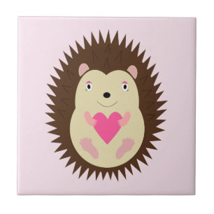 Pretty Pink Baby Girl Hedgehog Tile