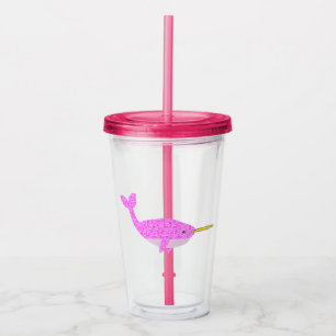 Pretty Pink Baby Girl Narwhal Acrylic Tumbler