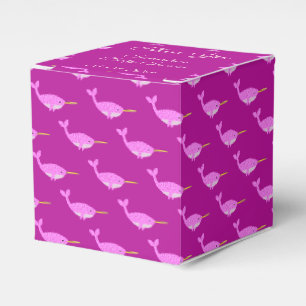Pretty Pink Baby Girl Narwhal Baby Shower Custom Favour Box