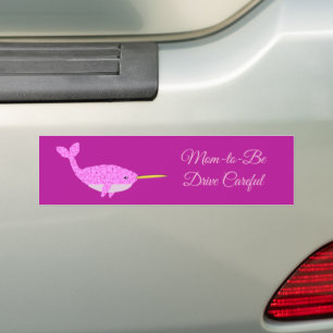 Pretty Pink Baby Girl Narwhal Custom Mom to Be Bumper Sticker