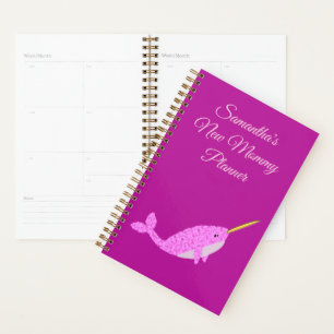 Pretty Pink Baby Girl Narwhal Custom New Mum Planner