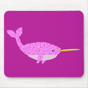 Pretty Pink Baby Girl Narwhal Mouse Pad