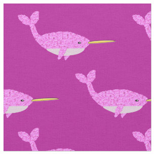 Pretty Pink Baby Girl Narwhal Patterned Fabric