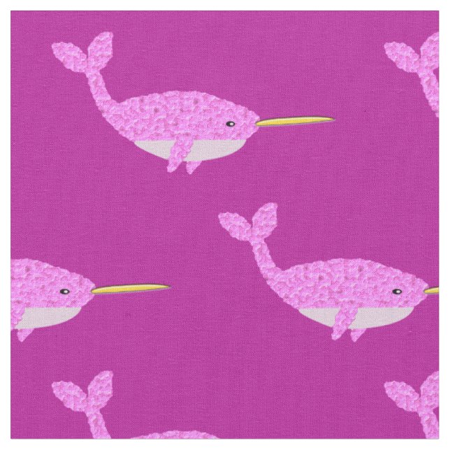 Pretty Pink Baby Girl Narwhal Patterned Fabric (Close Up)