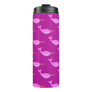 Pretty Pink Baby Girl Narwhal Patterned Thermal Tumbler