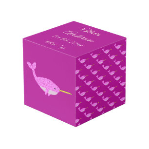 Pretty Pink Baby Girl Narwhal Photo Upload Custom Cube