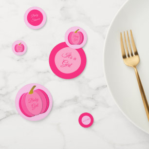 Pretty Pink Baby Girl Pumpkin Custom Baby Shower Confetti