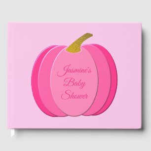 Pretty Pink Baby Girl Pumpkin Custom Baby Shower Guest Book