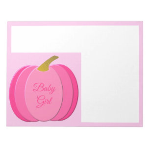 Pretty Pink Baby Girl Pumpkin Custom Notepad
