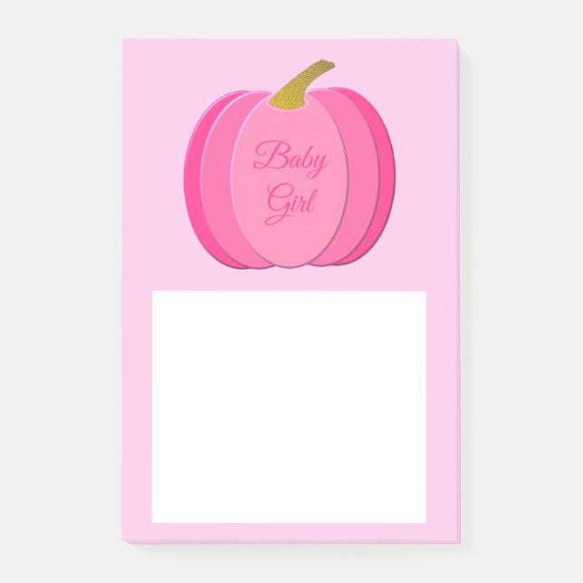 Pretty Pink Baby Girl Pumpkin Custom Post-it Notes (Front)