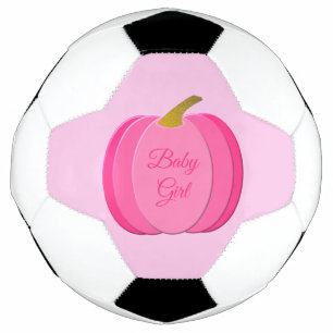 Pretty Pink Baby Girl Pumpkin Custom Soccer Ball