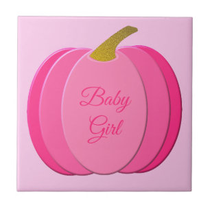 Pretty Pink Baby Girl Pumpkin Custom Tile
