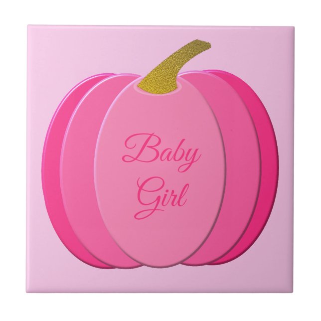 Pretty Pink Baby Girl Pumpkin Custom Tile (Front)