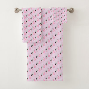 Pretty Pink Baby Girl Stork Bath Towel Set