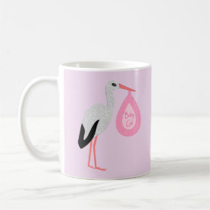 Pretty Pink Baby Girl Stork Coffee Mug