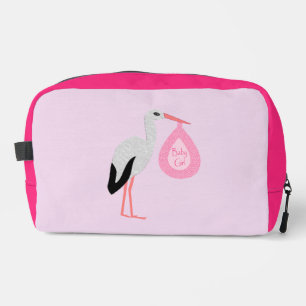 Pretty Pink Baby Girl Stork Dopp Kit