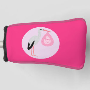 Pretty Pink Baby Girl Stork Golf Head Cover