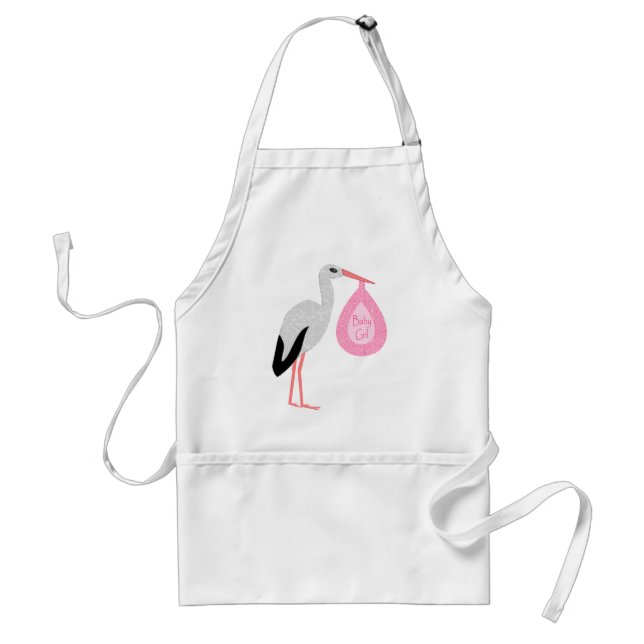 Pretty Pink Baby Girl Stork Standard Apron (Front)