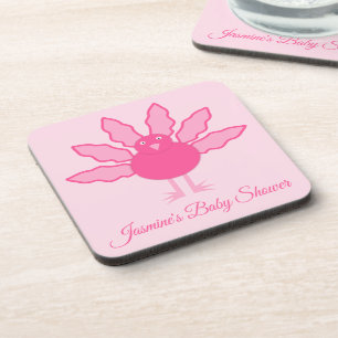 Pretty Pink Baby Girl Thanksgiving Turkey Coaster