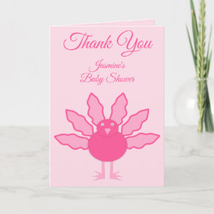 Pretty Pink Baby Girl Thanksgiving Turkey Custom Card