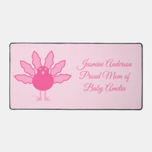 Pretty Pink Baby Girl Thanksgiving Turkey Custom Desk Mat