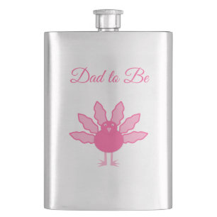 Pretty Pink Baby Girl Thanksgiving Turkey Custom Hip Flask