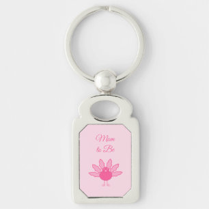 Pretty Pink Baby Girl Thanksgiving Turkey Custom Key Ring