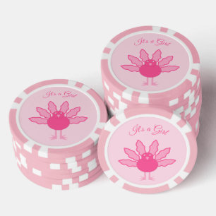 Pretty Pink Baby Girl Thanksgiving Turkey Custom Poker Chips