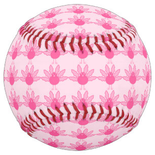Pretty Pink Baby Girl Thanksgiving Turkey Pattern Softball