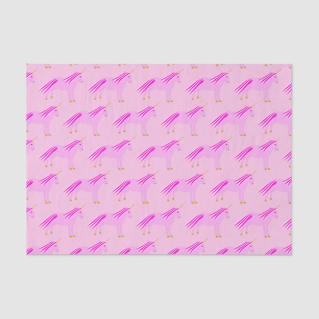 Pretty Pink Baby Girl Unicorn Baby Shower Pattern Tissue Paper (Front)