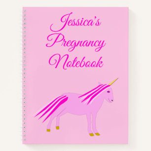 Pretty Pink Baby Girl Unicorn Custom Pregnancy Notebook