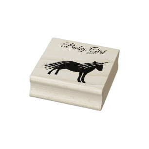 Pretty Pink Baby Girl Unicorn Gender Reveal Custom Rubber Stamp